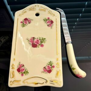 Ceramic Cheese Cutting Board Knife Set Floral 2 Piece Gift Set Baum Bros